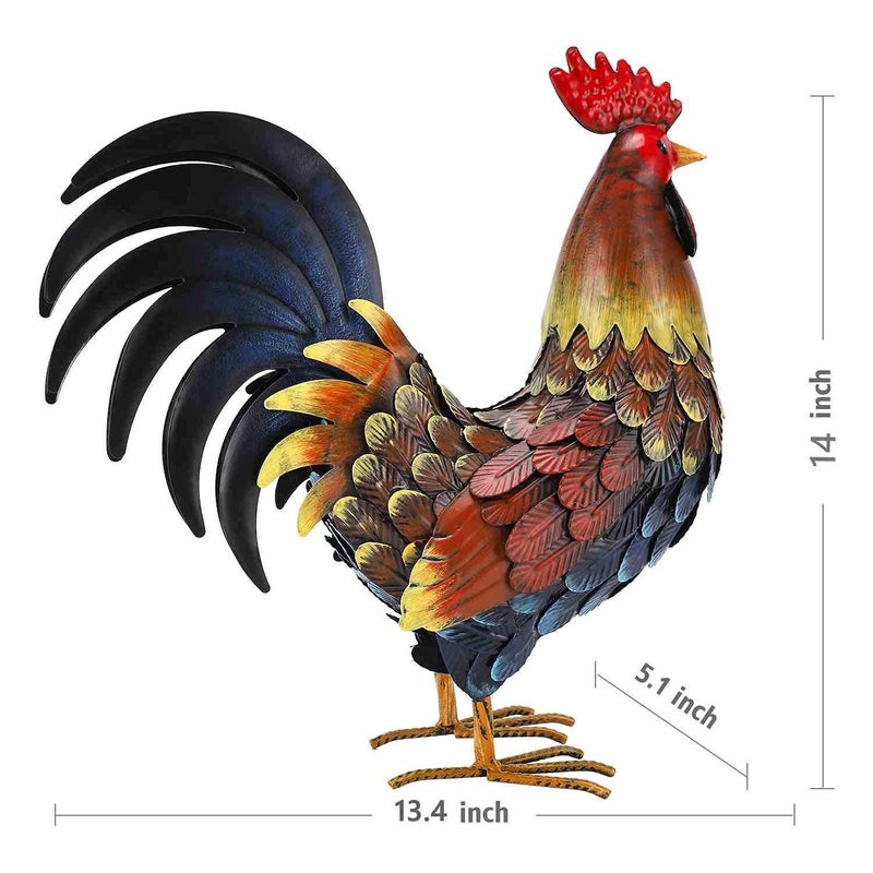 chisheen Rooster Decor Garden Statue Metal Chicken Yard Art Sculpture Outdoor Figurines - Image 2